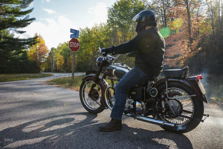 Riding an Ariel Square Four Motorcycle