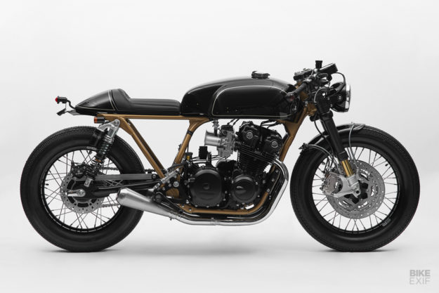 A 1983 Honda CB750 cafe racer built for a locomotive enthusiast