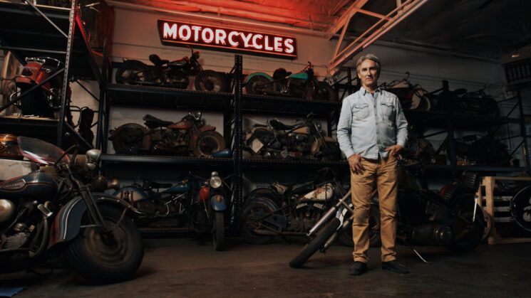 Mike Wolfe in his motorcycle shop