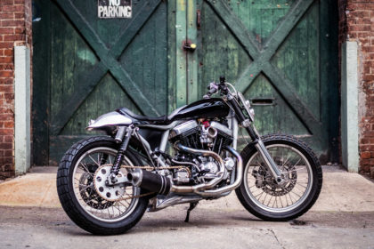 This Harley 883 Sportster tracker is a daily rider as well as a Brooklyn Invitational show bike.