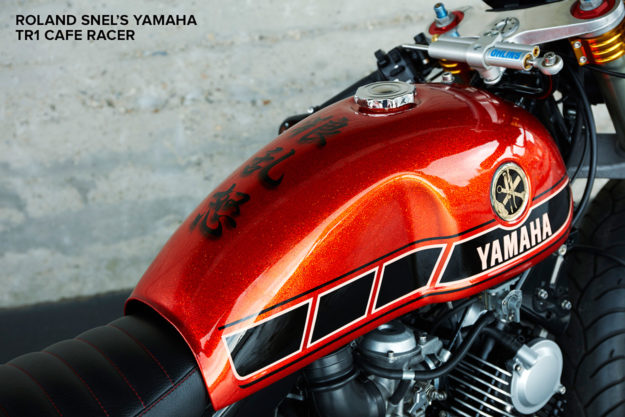 Paint on the tank of Roland Snel's Yamaha cafe racer