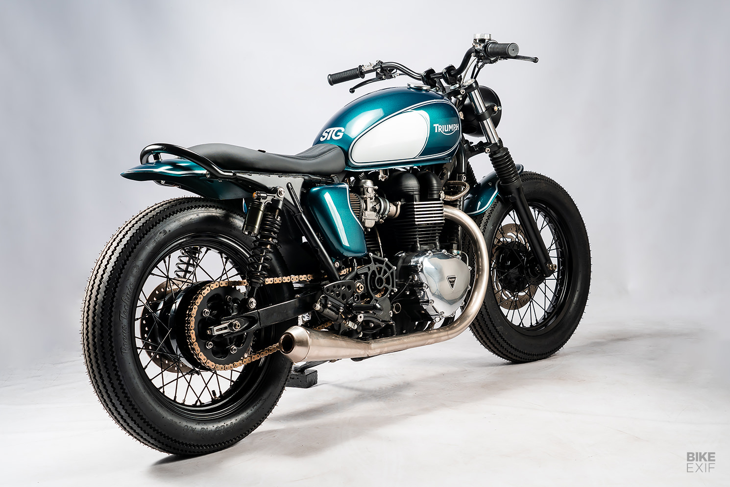 Custom Triumph Bonneville T100 by STG Tracker