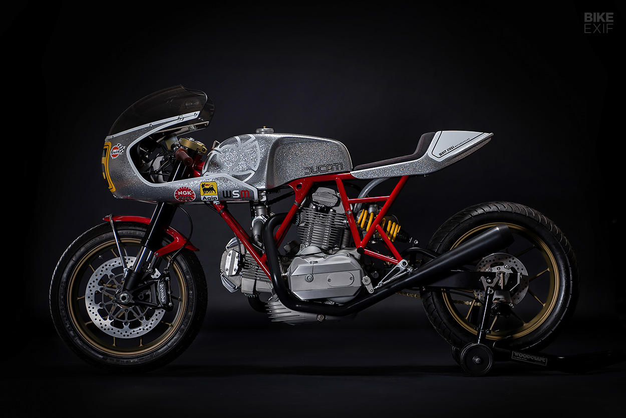 Square case Ducati bevel engine custom by Walt Siegl