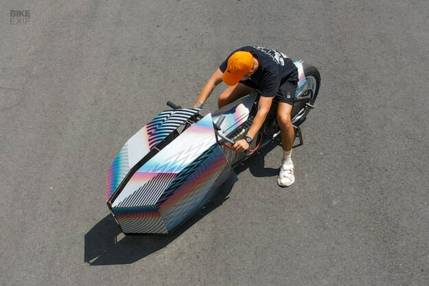 Electric drag racing motorcycle by Bizarro Corp.