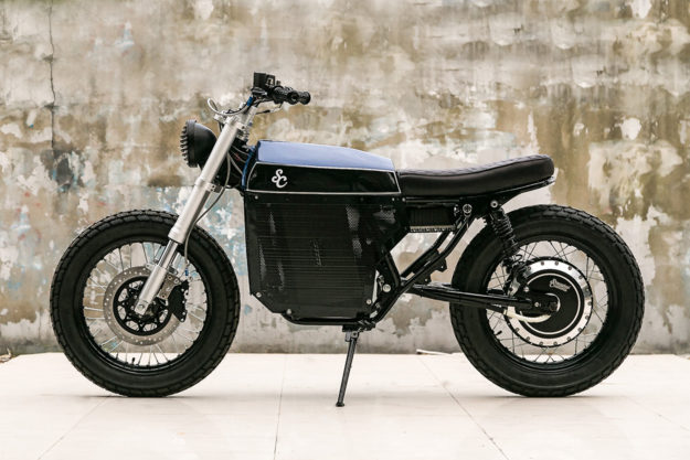 Electric street tracker motorcycle by Shanghai Customs