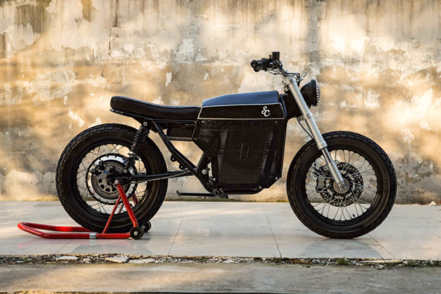 Electric street tracker motorcycle by Shanghai Customs