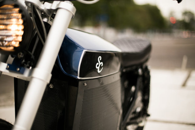 Electric street tracker motorcycle by Shanghai Customs