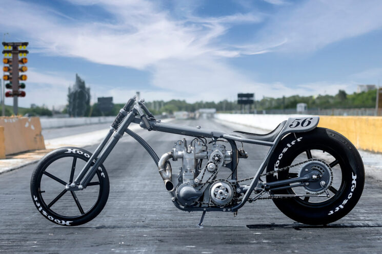 Supercharged Triumph drag bike by Weems