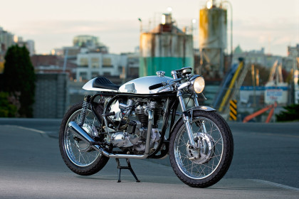 A stunning modern-day Triton cafe racer built by Wheelie Motorcycles of British Columbia.