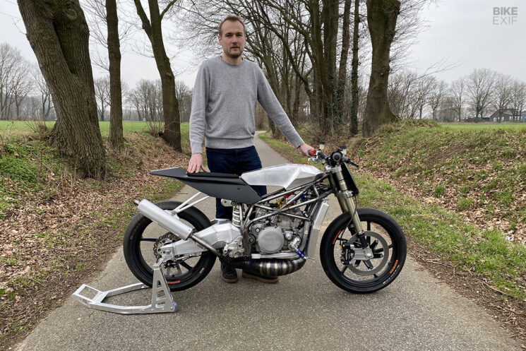 Anton Bongaerts with his go kart track racing bike 