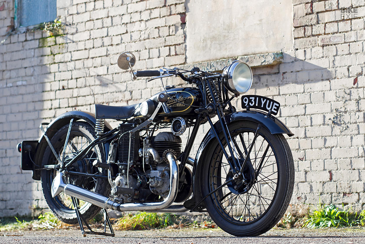 Custom Velocette hybrid motorcycle