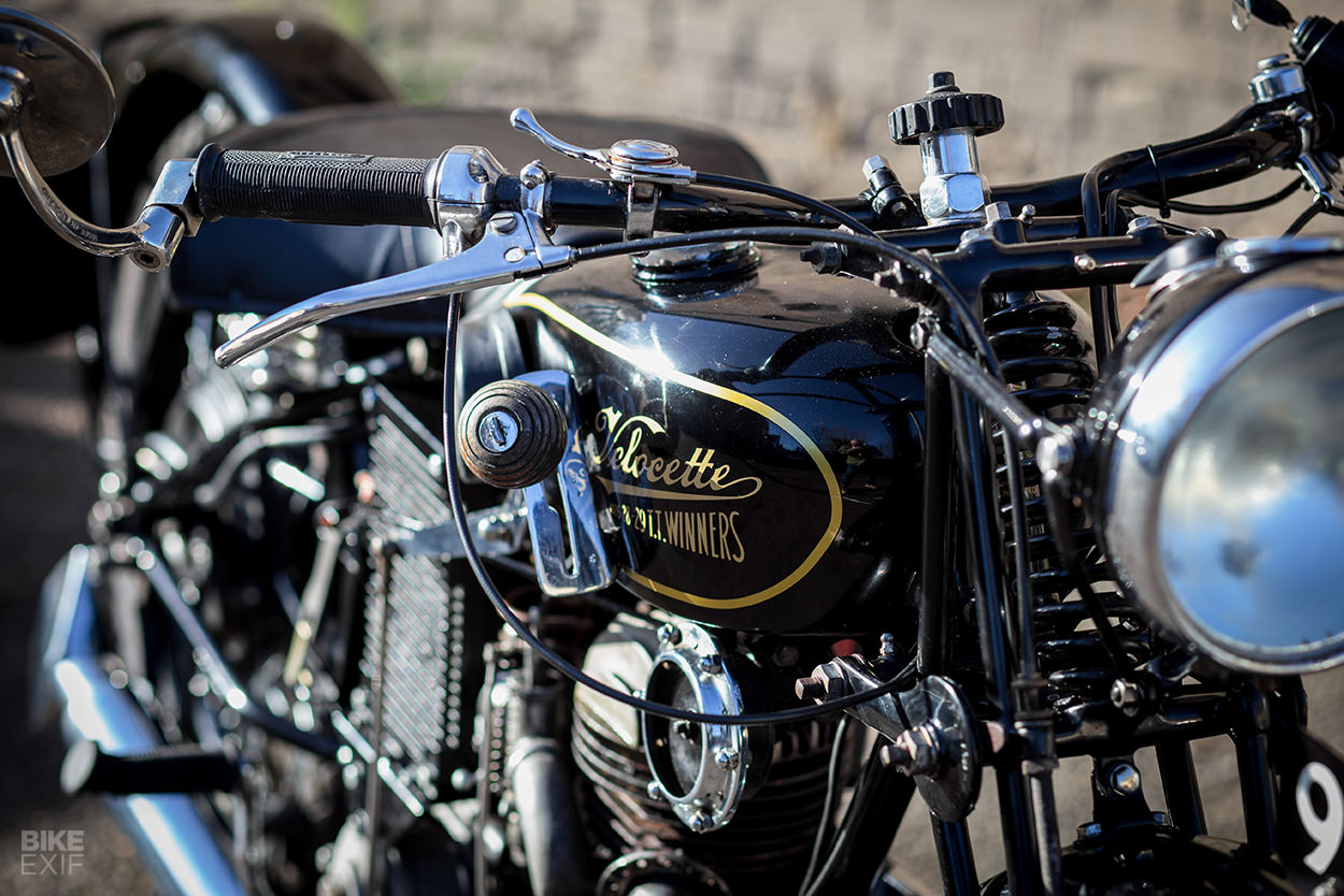 Custom Velocette hybrid motorcycle