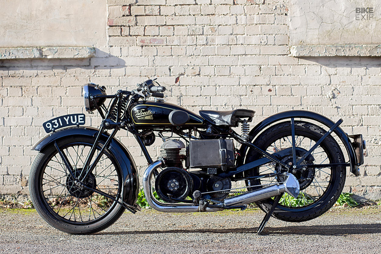 Custom Velocette hybrid motorcycle