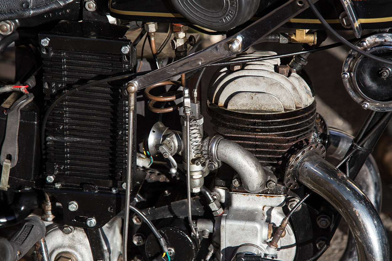 Custom Velocette hybrid motorcycle