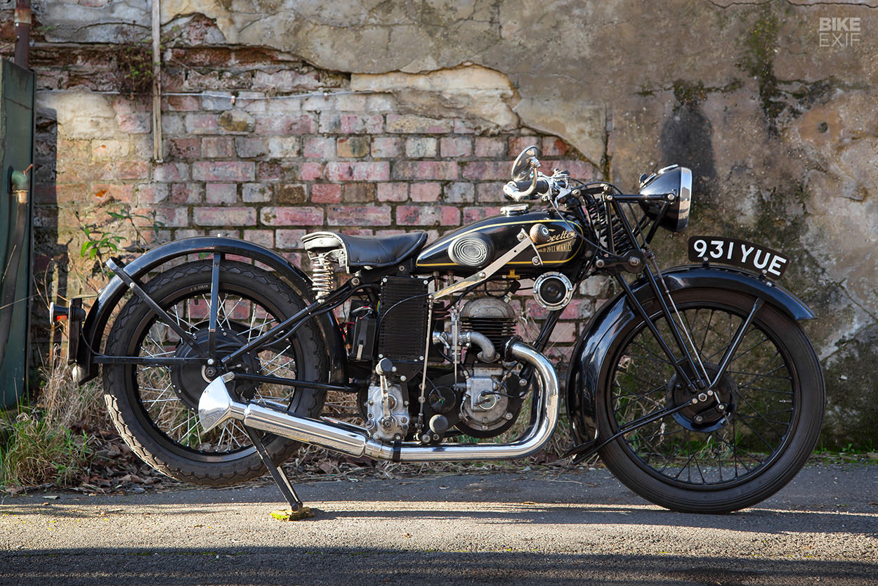 Custom Velocette hybrid motorcycle