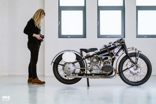 This supercharged vintage WR 750 replica hides behind closed doors at BMW.