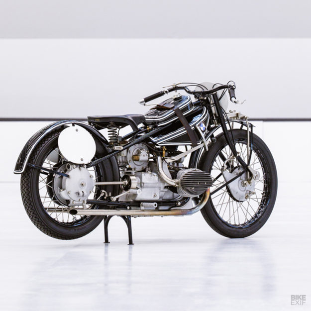 This supercharged vintage WR 750 replica hides behind closed doors at BMW.